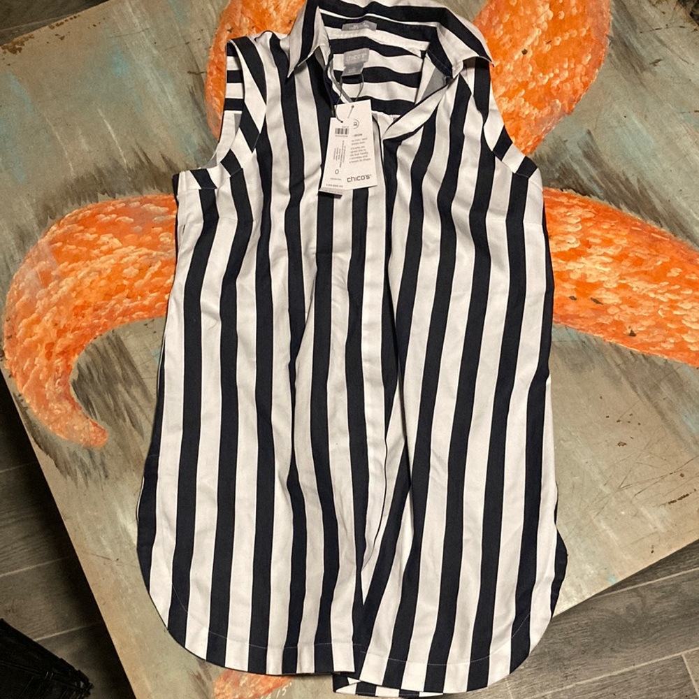 No iron sleeveless striped blouse